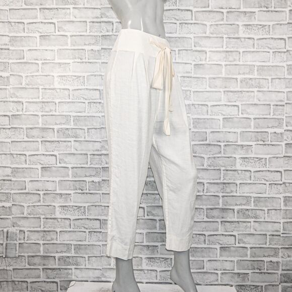 Cult Gaia Women's Linen Blend tie front Pants ivory beige size Small - Picture 3 of 11